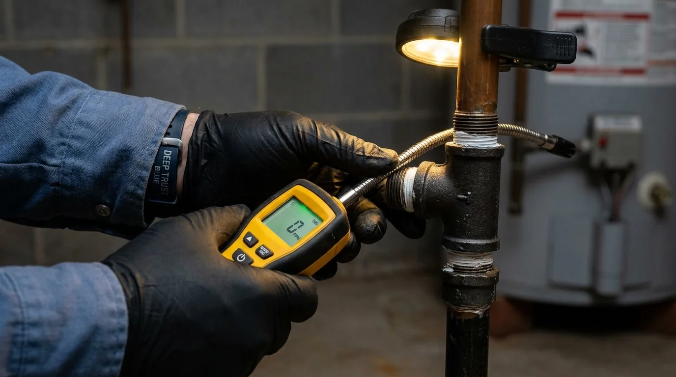 Gas leak detection with electronic sniffer by Johns Plumbing LLC in Littleton