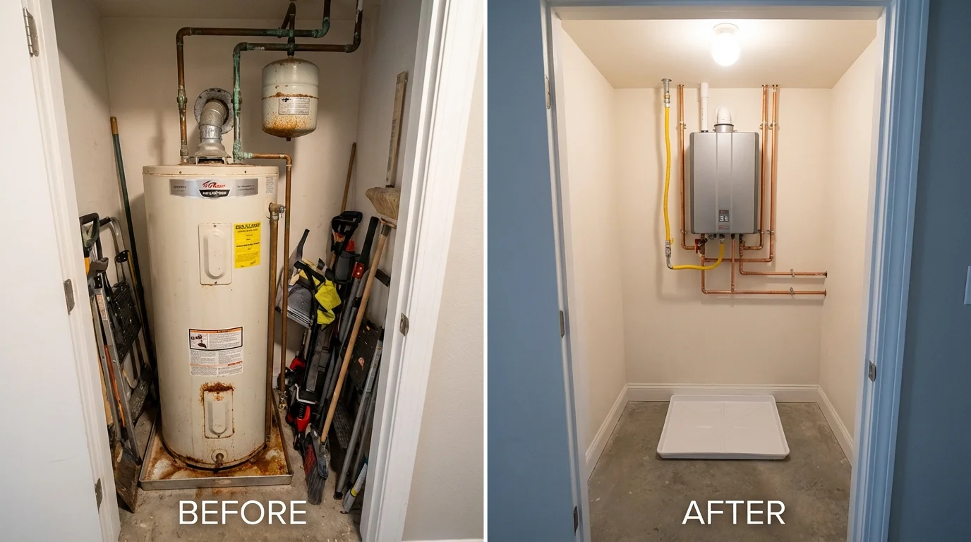 Tank water heater versus wall-mounted tankless unit comparison for Littleton, CO homeowners